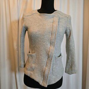 Banana Republic Dove Grey Collarless Moto Jacket 2